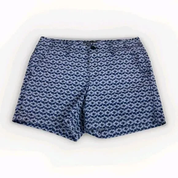 Eddie Bauer Atlantic Poplin Shorts 6 Blue Mid Rise Chino Stretch Hiking - Picture 1 of 9